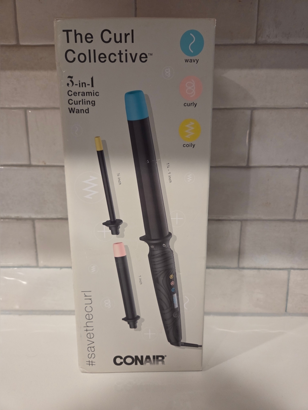 Conair 3-in-1 Ceramic Curling Wand NIB